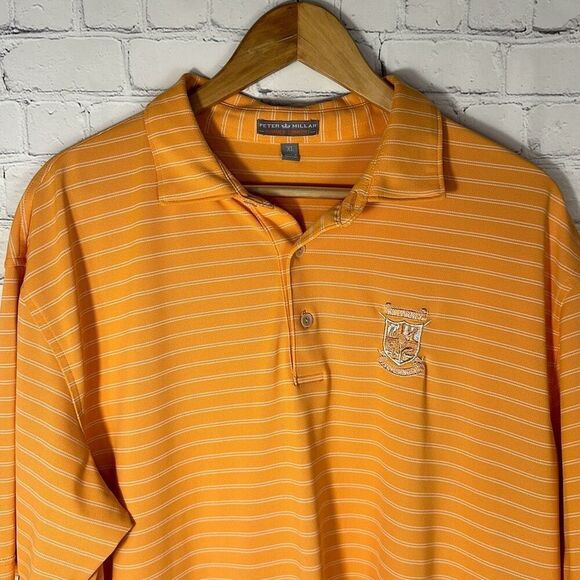 Peter Millar Summer Comfort Orange Striped Polo size XL Killarney Golf Club - Picture 2 of 7